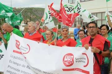 Protesta de los trabajadores del Ayuntamiento de Telde/TA.